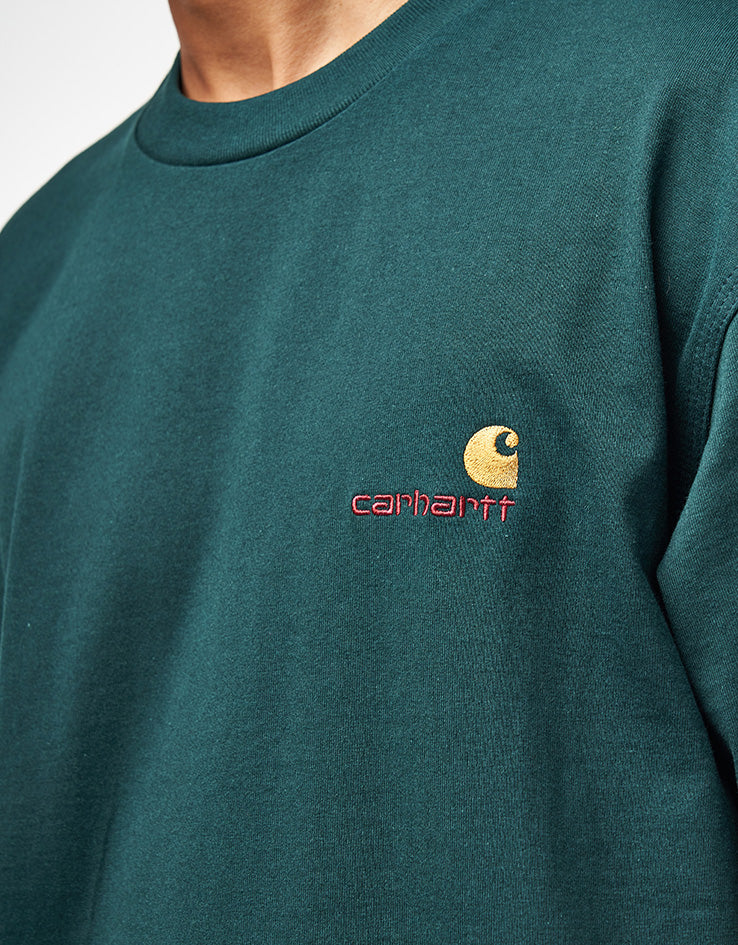 Carhartt WIP S/S American Script T-Shirt - Dark Fir - Image 3