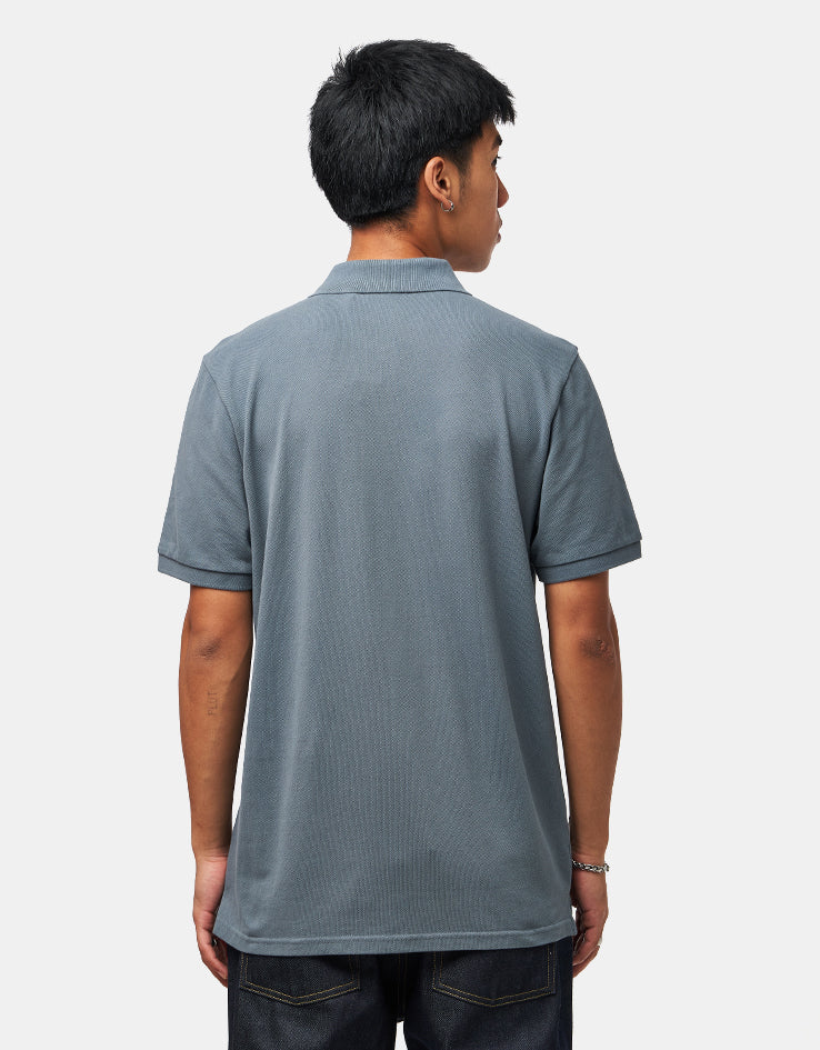 Carhartt WIP S/S Chase Pique Polo - Cozy Blue/Gold - Image 2