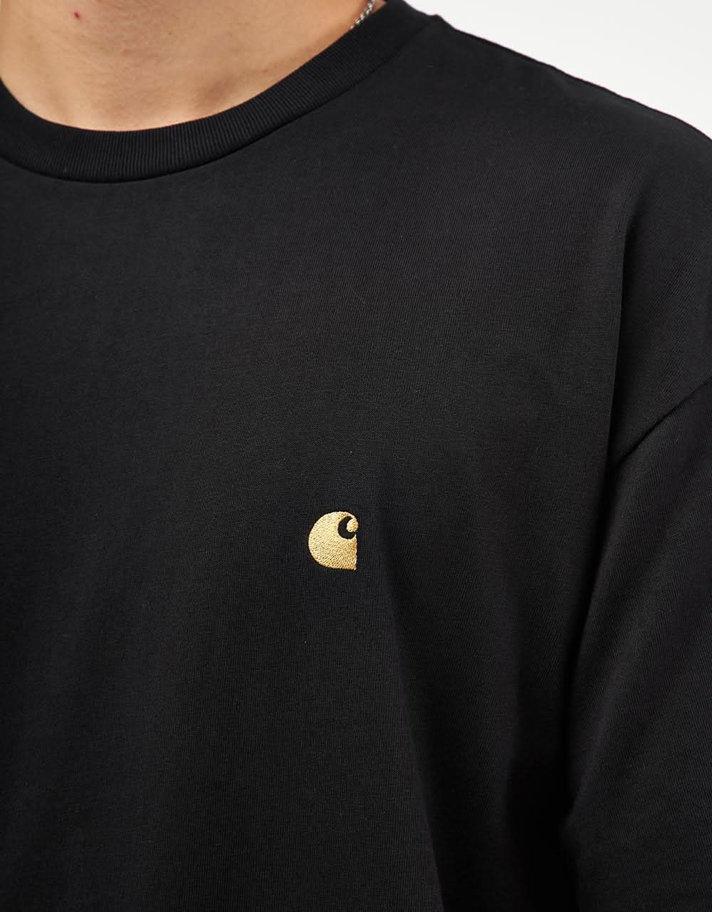 Carhartt WIP S/S Chase T-Shirt - Black/Gold - Image 3