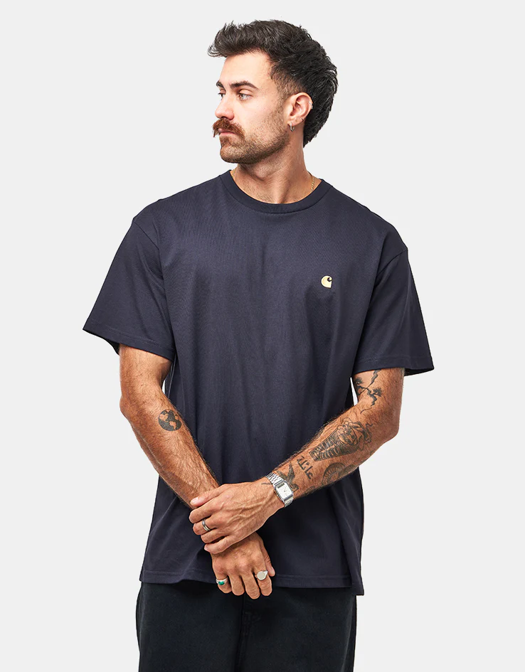 Carhartt WIP S/S Chase T-Shirt - Dark Navy/Gold