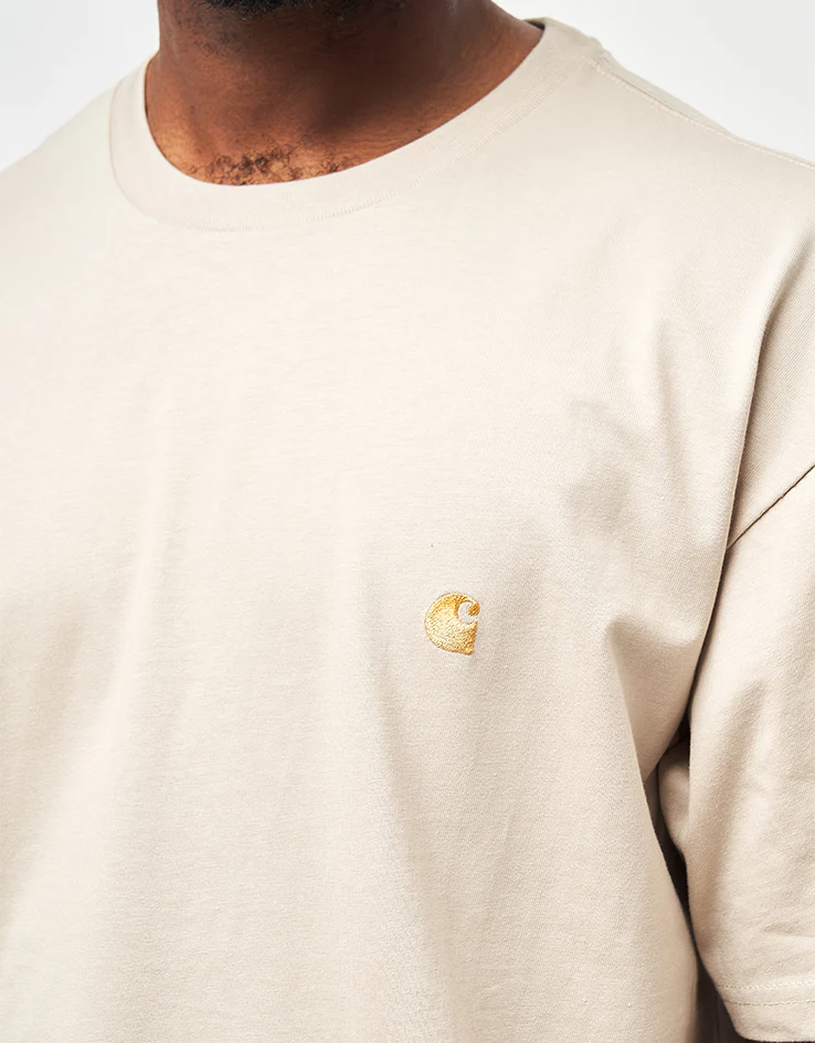 Carhartt WIP S/S Chase T-Shirt - Fleur De Sel/Gold - Image 3