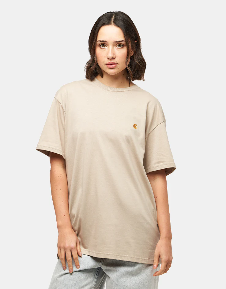 Carhartt WIP S/S Chase T-Shirt - Fleur De Sel/Gold - Image 4