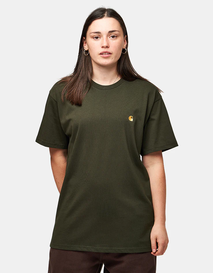 Carhartt WIP S/S Chase T-Shirt - Olive/Gold - Image 4