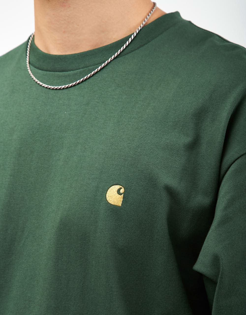 Carhartt WIP S/S Chase T-Shirt - Sycamore Tree/Gold - Image 3