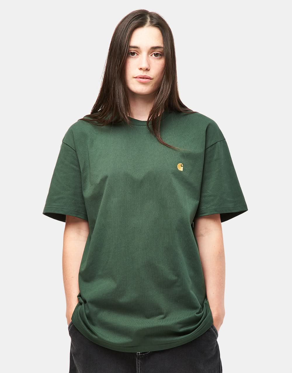 Carhartt WIP S/S Chase T-Shirt - Sycamore Tree/Gold - Image 4