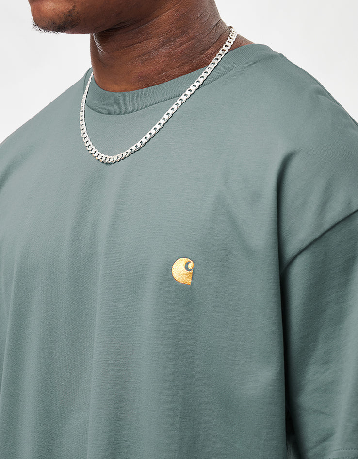 Carhartt WIP S/S Chase T-Shirt - Velvet Green/Gold - Image 3