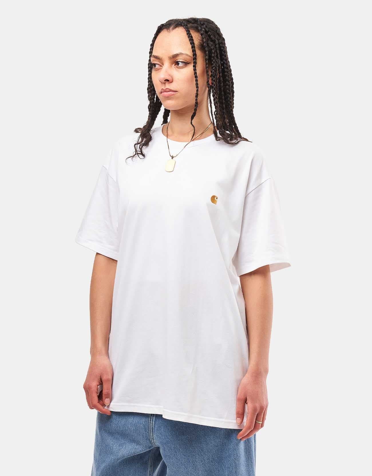 Carhartt WIP S/S Chase T-Shirt - White/Gold - Image 4