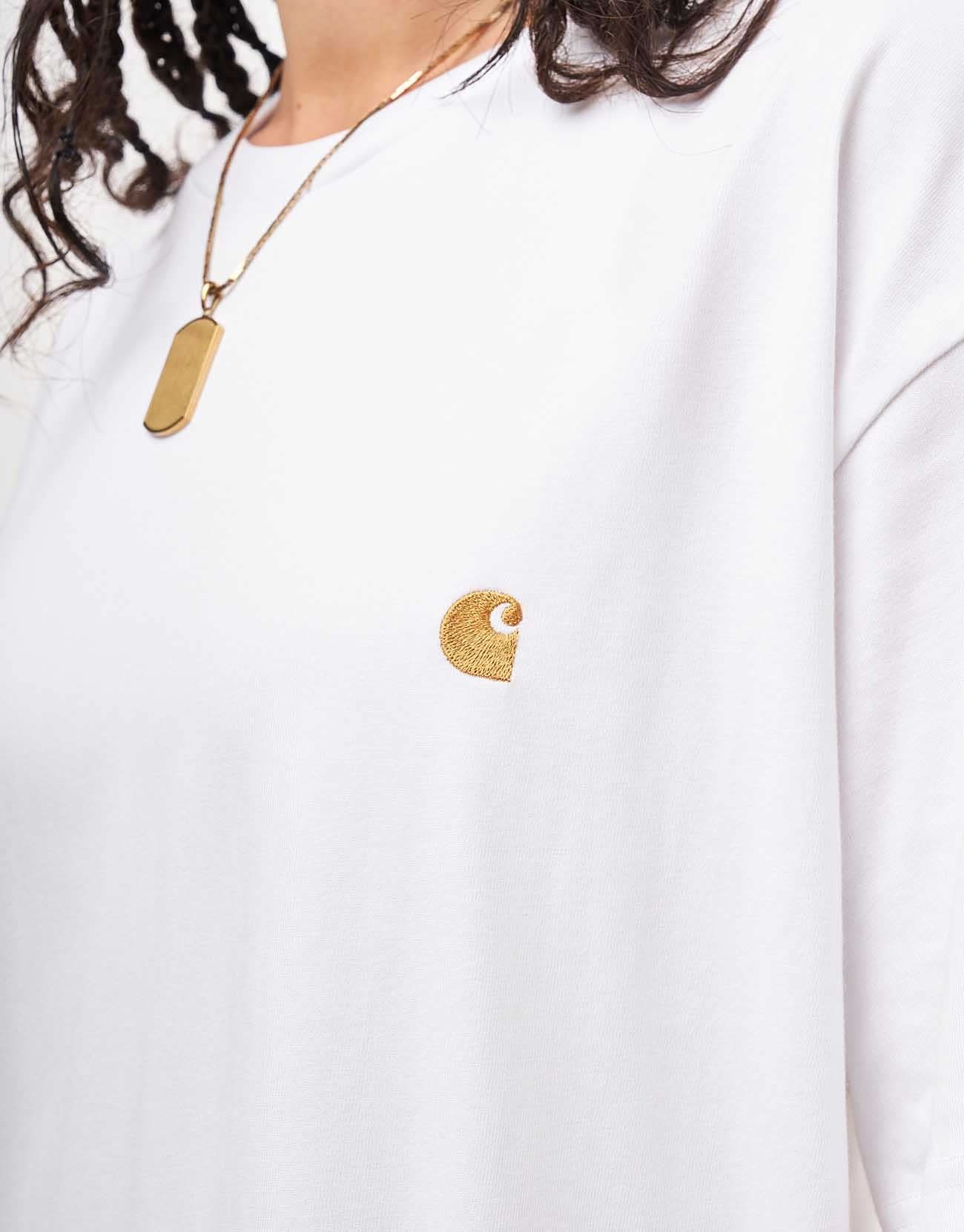 Carhartt WIP S/S Chase T-Shirt - White/Gold - Image 6