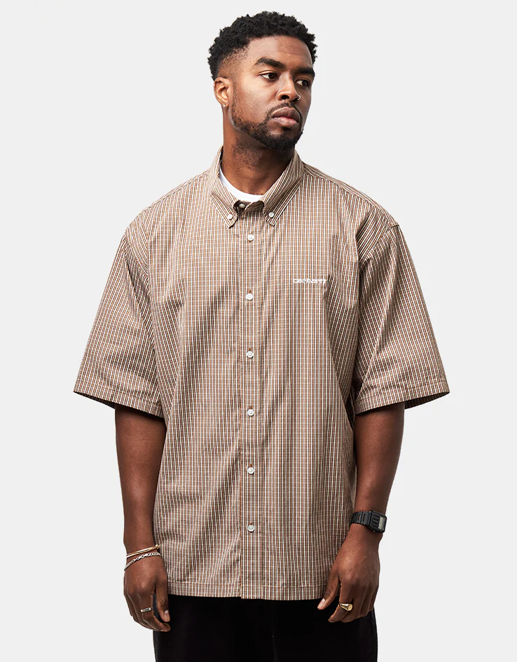 Carhartt WIP S/S Groff Shirt - Groff Check/Hamilton Brown - Image 2
