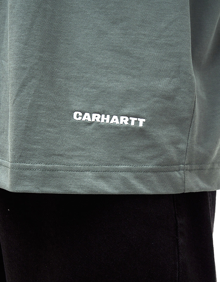 Carhartt WIP S/S Link Script T-Shirt - Velvet Green/White - Image 3