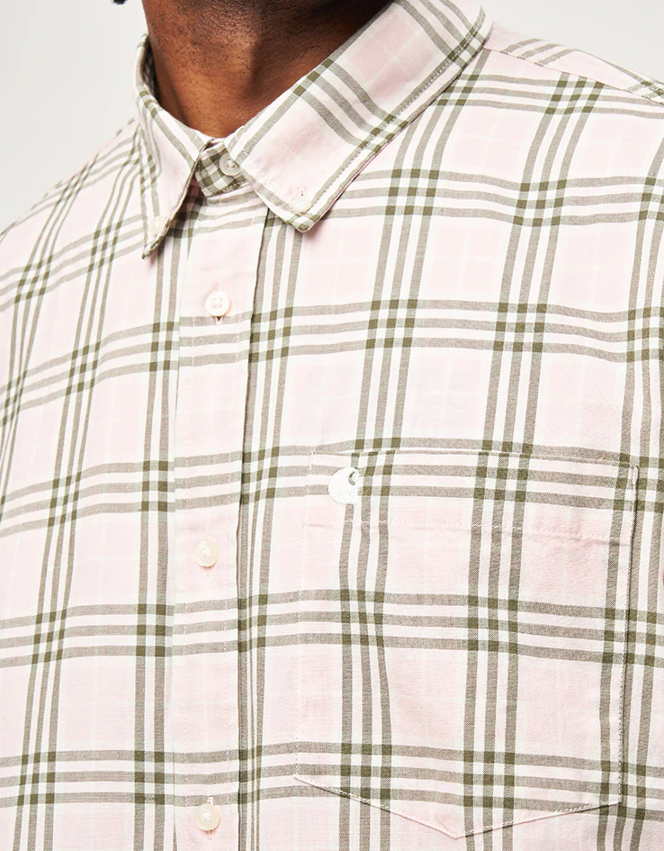 Carhartt WIP S/S Niven Shirt - Niven Check/Air Pink/Wax - Image 4