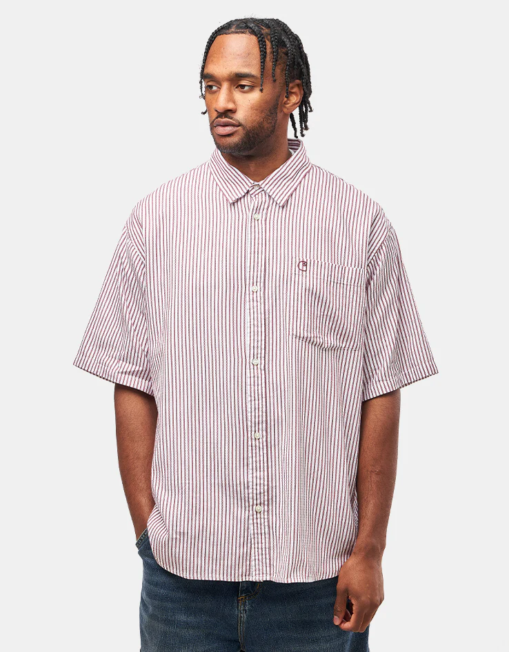 Carhartt WIP S/S Phelps Shirt - Phelps Stripe/Mulberry - Image 3