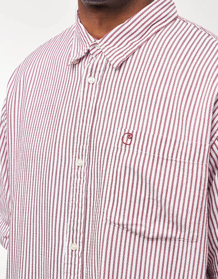 Carhartt WIP S/S Phelps Shirt - Phelps Stripe/Mulberry - Image 4
