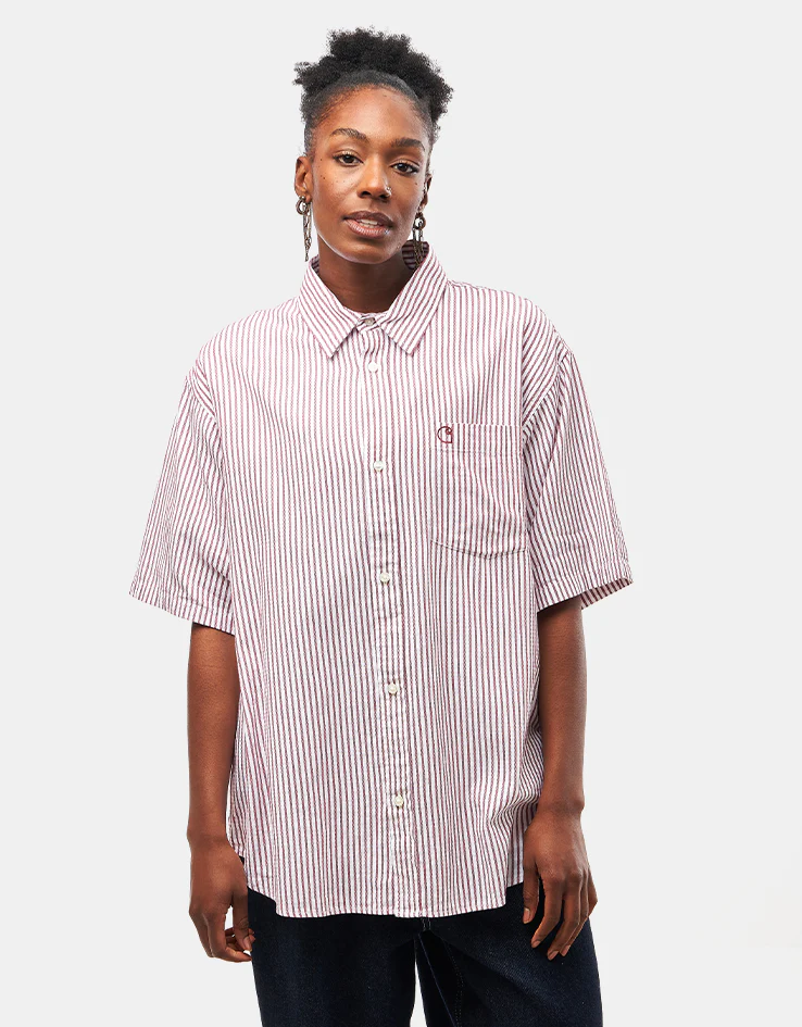 Carhartt WIP S/S Phelps Shirt - Phelps Stripe/Mulberry - Image 9