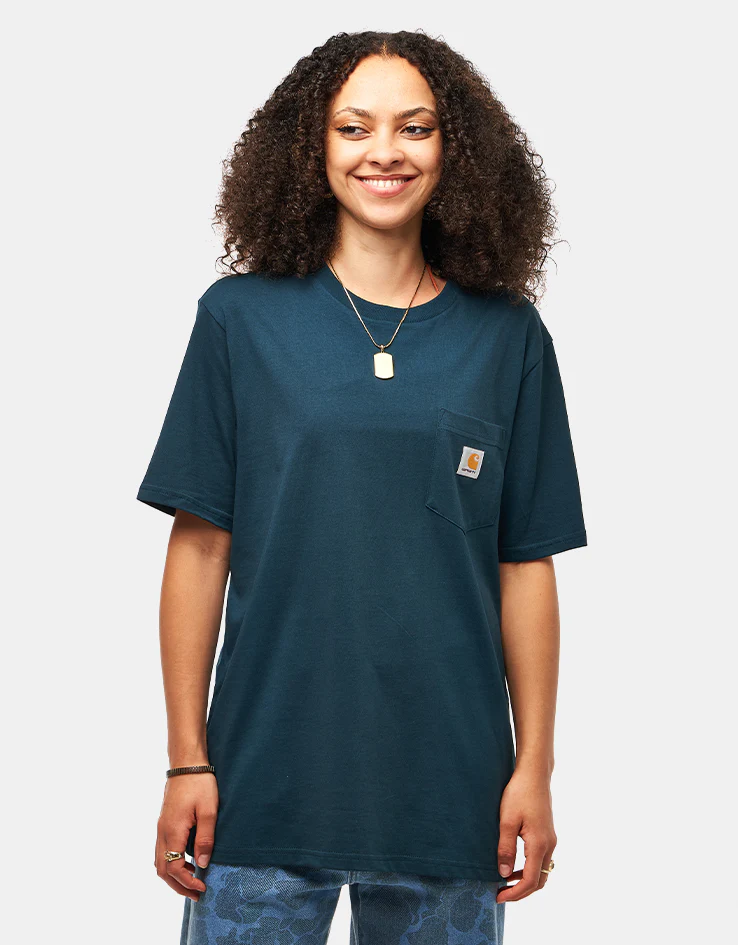 Carhartt WIP S/S Pocket T-Shirt - Deep Lagoon - Image 5