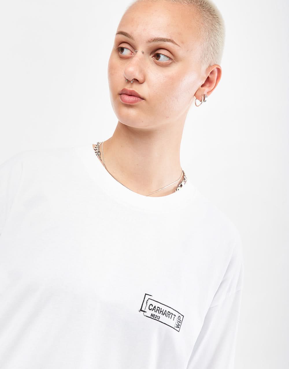 Carhartt WIP S/S Stamp T-Shirt - White/Black - Image 9