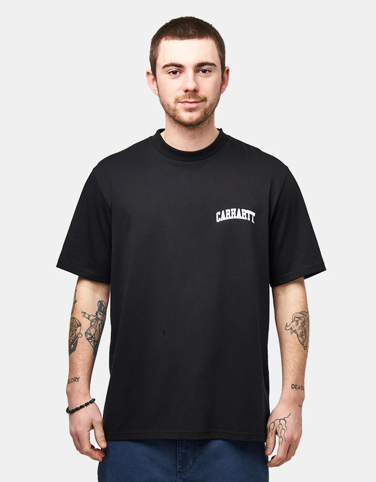 Carhartt WIP S/S University Script T-Shirt - Black/White