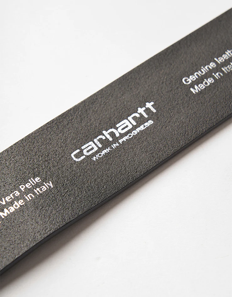 Carhartt WIP Script Leather Belt - Black/Black - Image 4