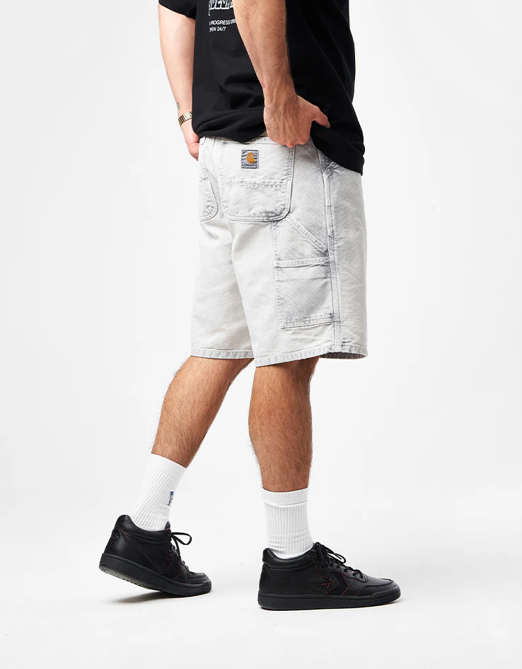 Carhartt WIP Single Knee Canvas Shorts - Black (Chalk Wash)