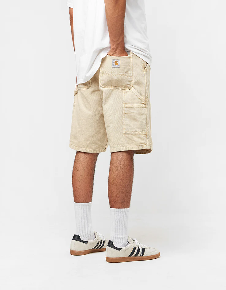 Carhartt WIP Single Knee Canvas Shorts - Dusty Hamilton Brown (Chalk Wash) - Image 2