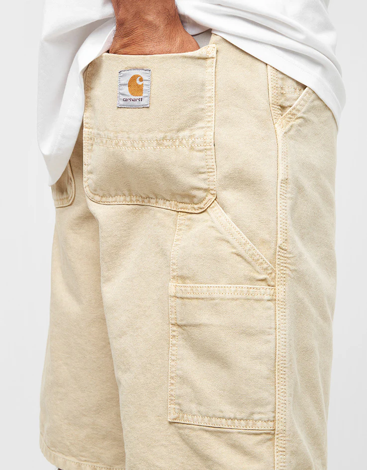 Carhartt WIP Single Knee Canvas Shorts - Dusty Hamilton Brown (Chalk Wash) - Image 4