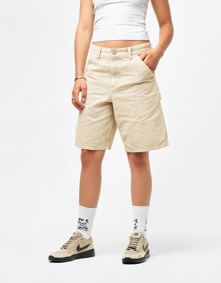 Carhartt WIP Single Knee Canvas Shorts - Dusty Hamilton Brown (Chalk Wash) - Image 7