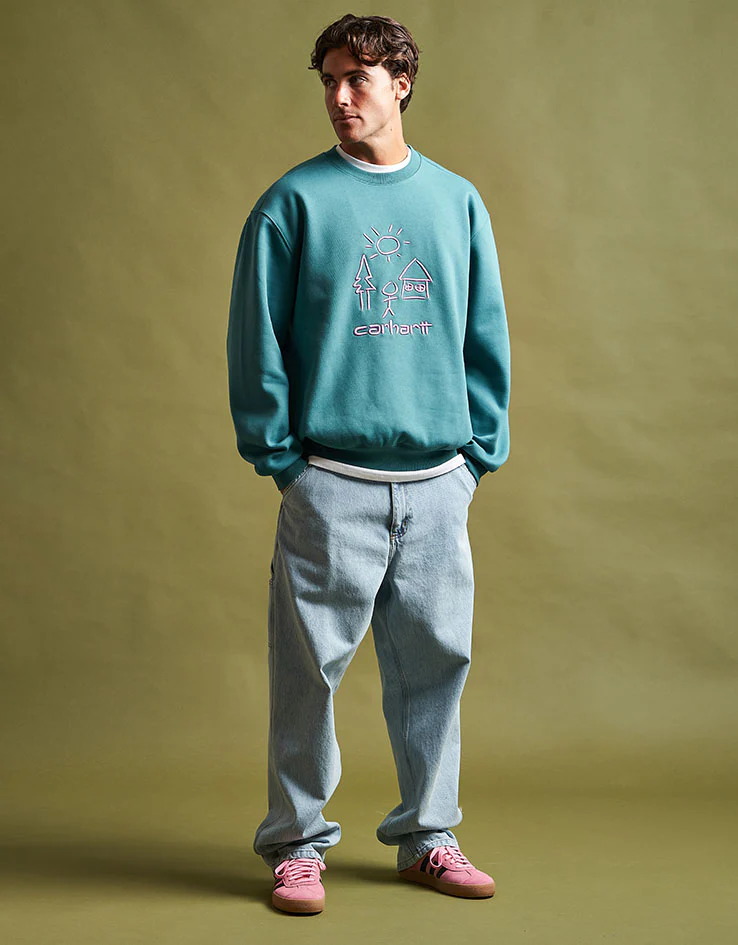 Carhartt WIP Single Knee Pant - Blue Heavy Stone Bleached - Image 2