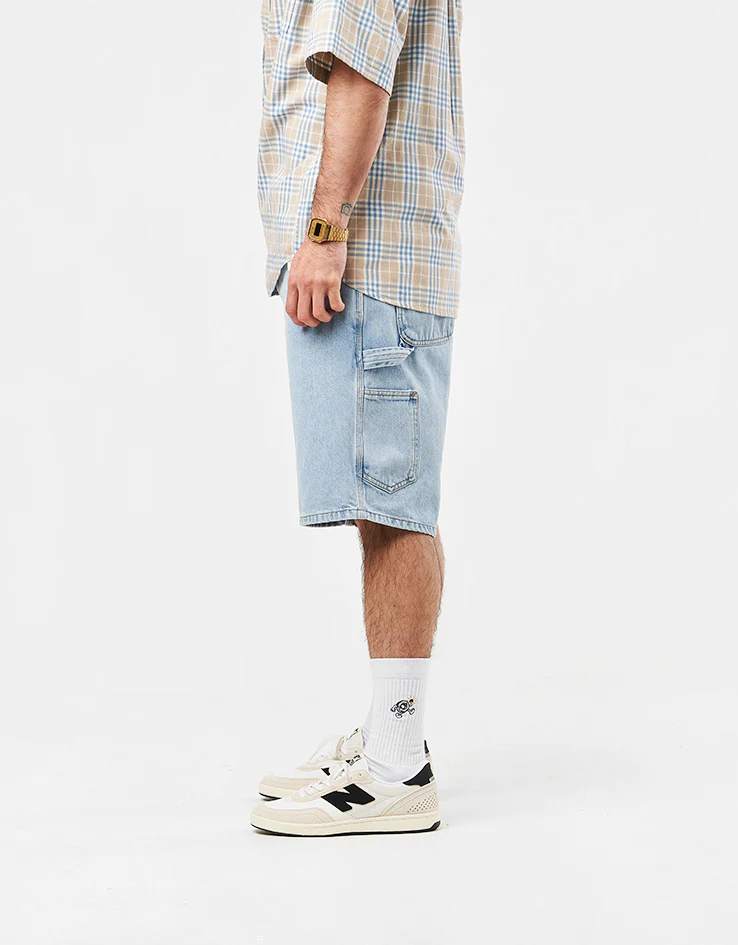 Carhartt WIP Single Knee Shorts - Blue (Heavy Stone Bleached) - Image 2