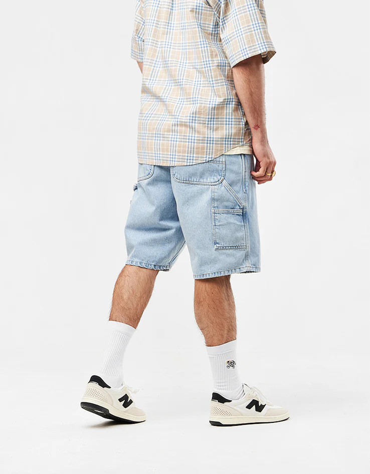 Carhartt WIP Single Knee Shorts - Blue (Heavy Stone Bleached) - Image 3