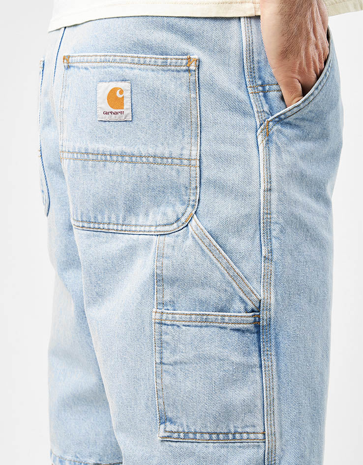 Carhartt WIP Single Knee Shorts - Blue (Heavy Stone Bleached) - Image 4
