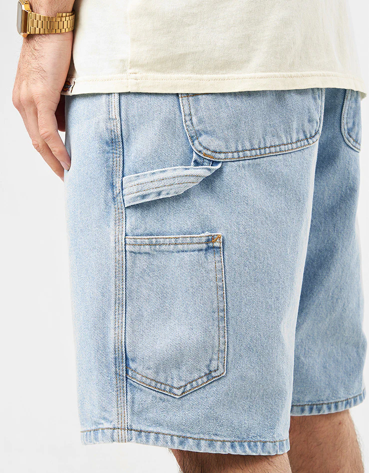 Carhartt WIP Single Knee Shorts - Blue (Heavy Stone Bleached) - Image 5