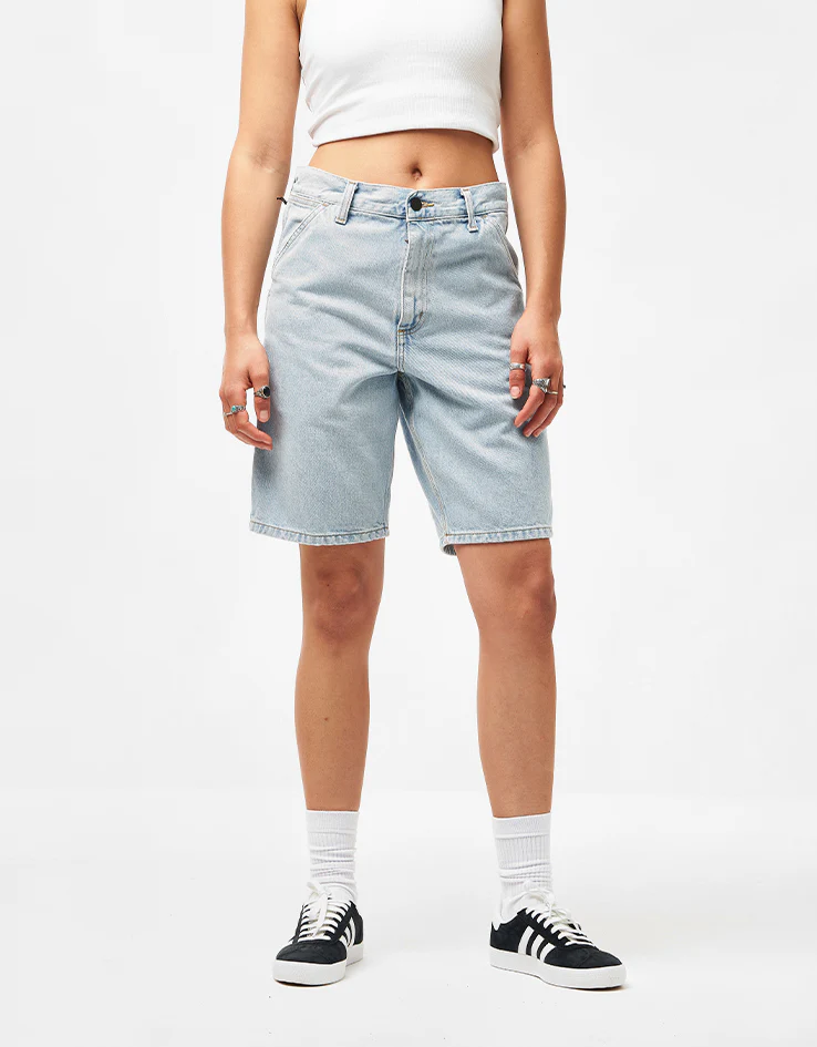 Carhartt WIP Single Knee Shorts - Blue (Heavy Stone Bleached) - Image 7