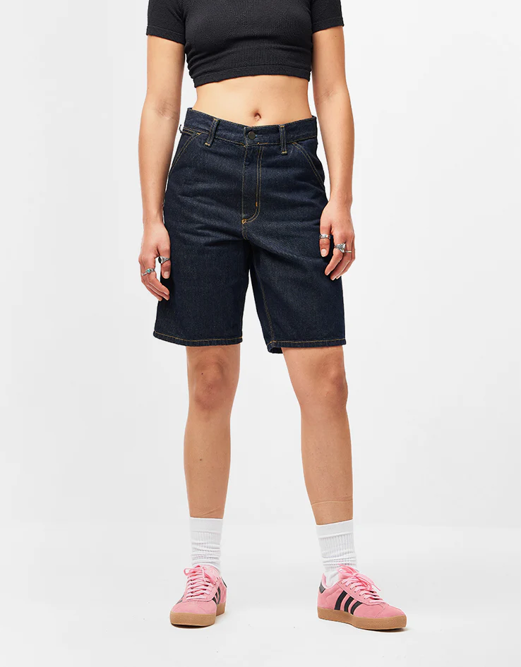 Carhartt WIP Single Knee Shorts - Blue (Rinsed) - Image 7