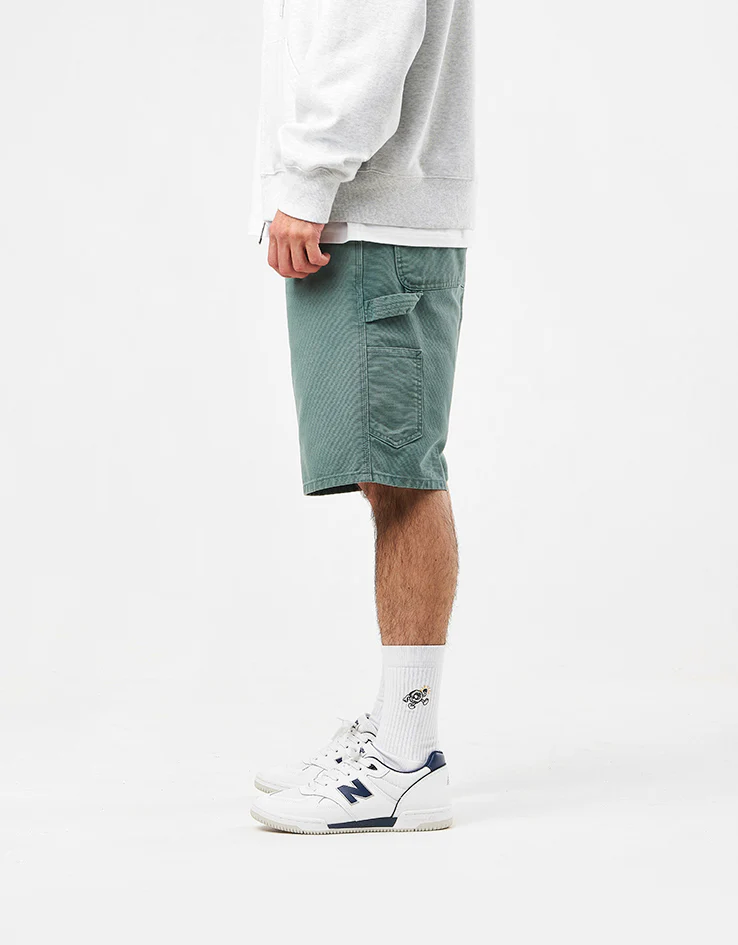 Carhartt WIP Single Knee Shorts - Silver Pine (Stone Canvas) - Image 2