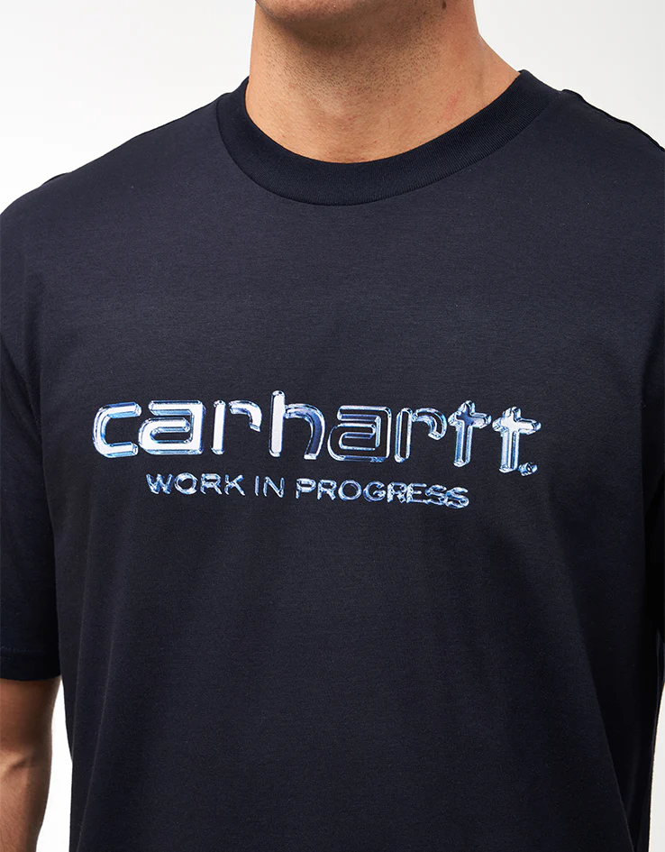 Carhartt WIP Solar Chrome Script T-Shirt - Dark Navy - Image 4