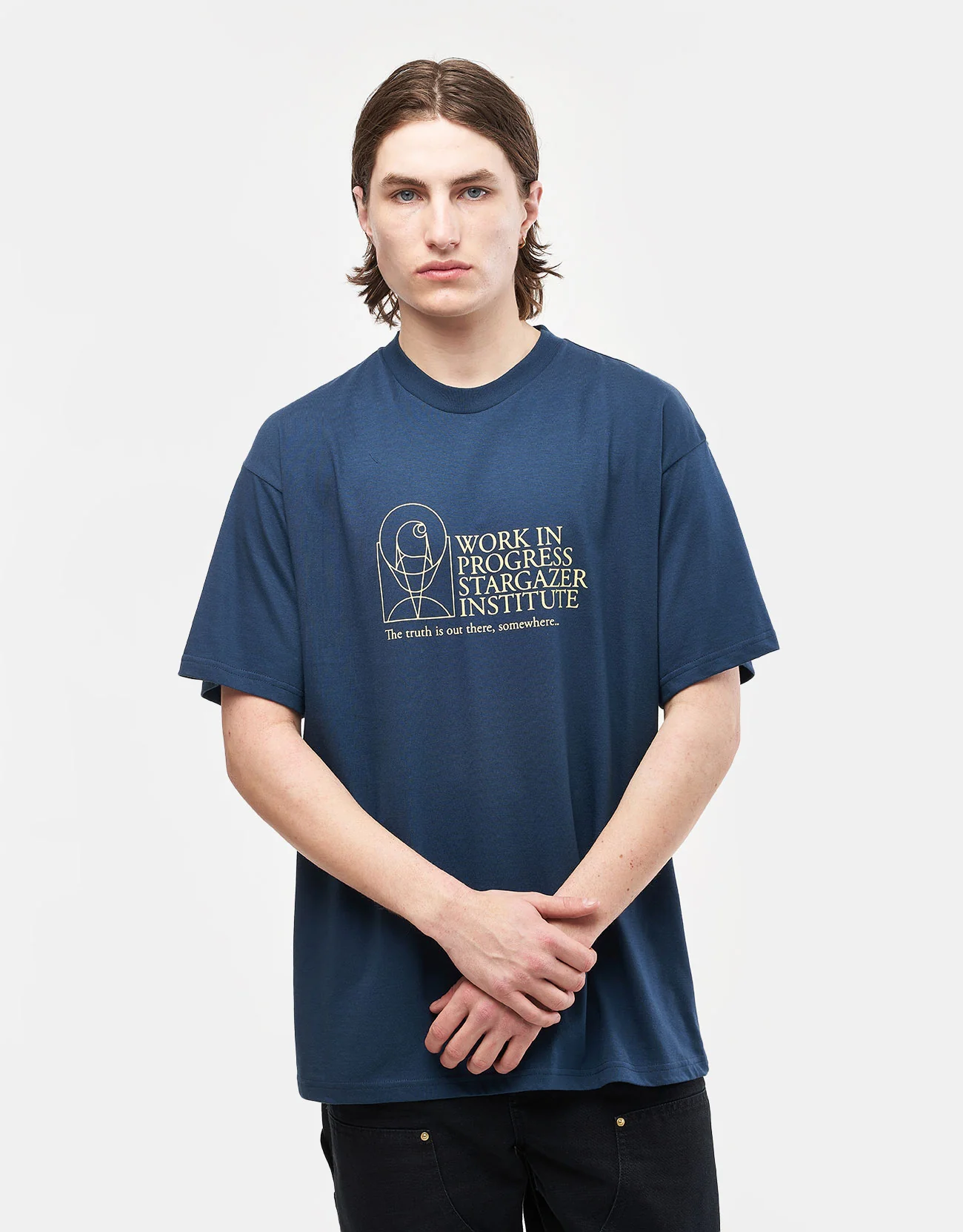 Carhartt WIP Stargazer T-Shirt - Dusky Blue/Yellow - Image 3