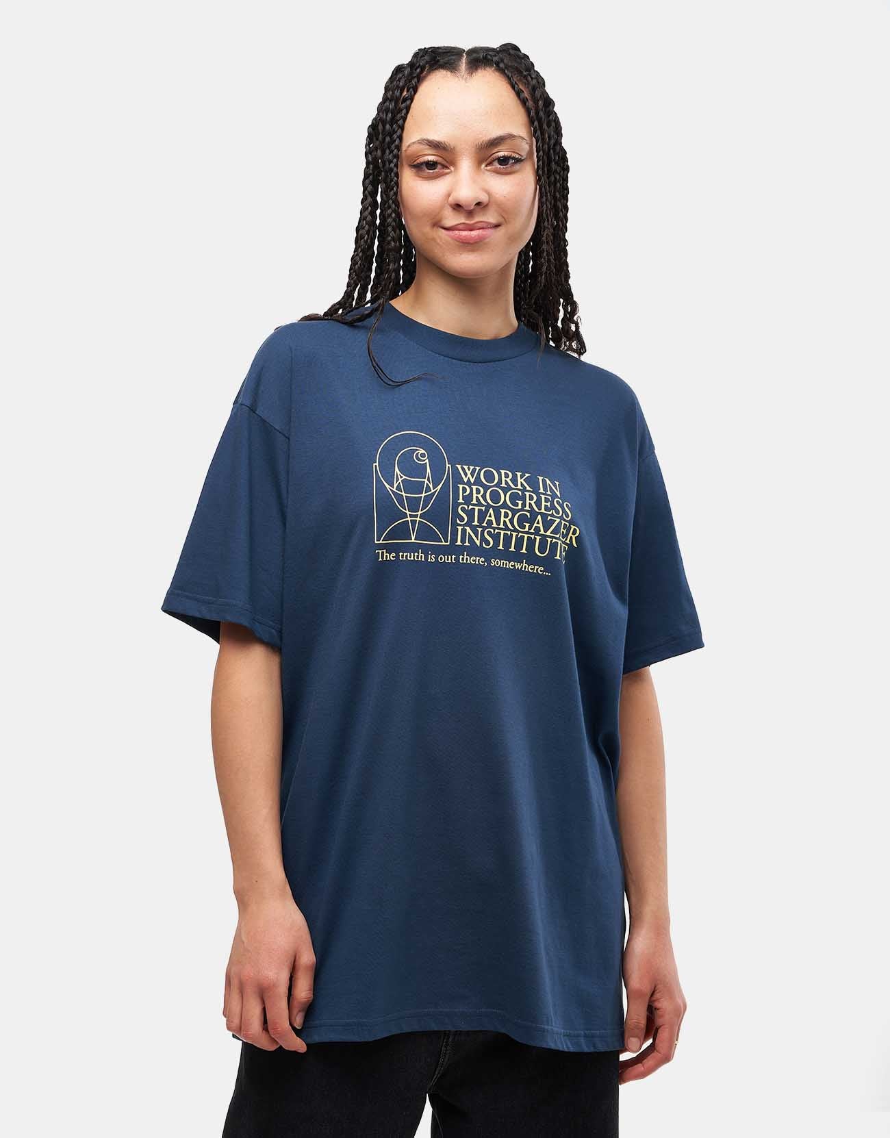 Carhartt WIP Stargazer T-Shirt - Dusky Blue/Yellow - Image 6