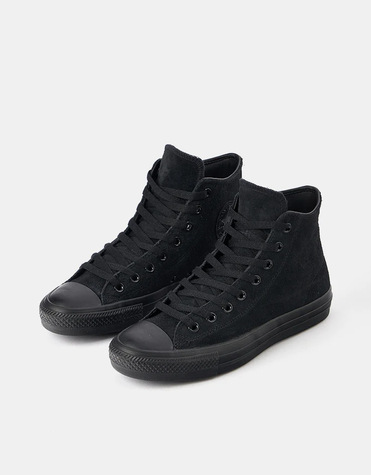 Converse Chuck Taylor All Star Pro Suede High Skate Shoes - Black/Black/Black - Image 3