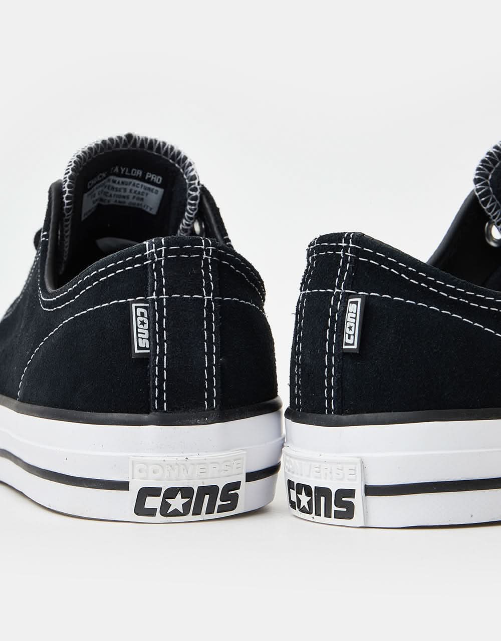 Converse CONS CTAS Pro Suede Skate Shoes - Black/Black/White - Image 7