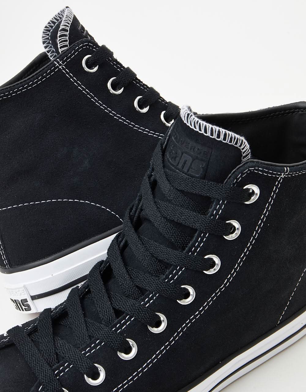 Converse CTAS Pro Hi Skate Shoes - Black/Black/White - Image 5