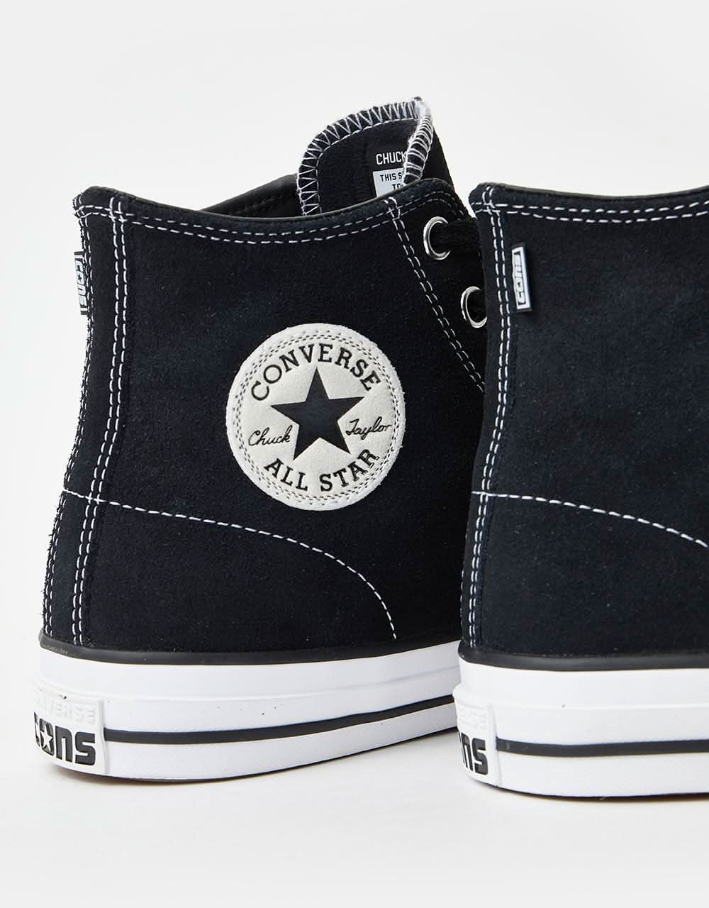 Converse CTAS Pro Hi Skate Shoes - Black/Black/White - Image 6