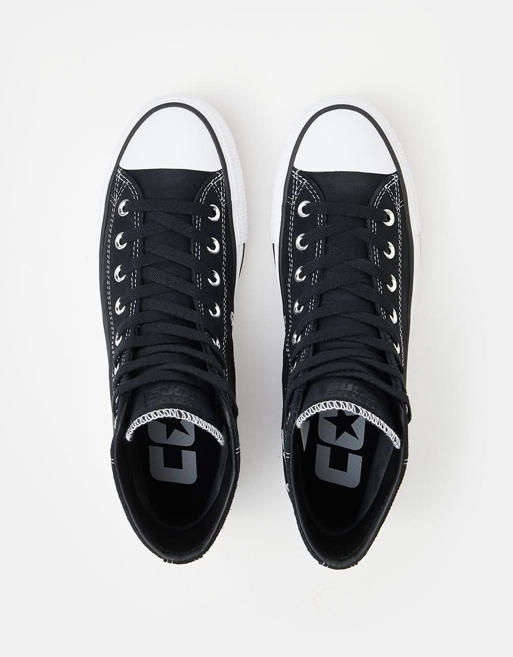 Converse CTAS Pro Hi Skate Shoes - Black/Black/White - Image 7