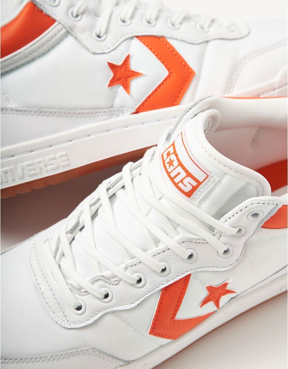 Converse Fastbreak Pro Leather & Nylon Skate Shoes - White/Orange/White - Image 4