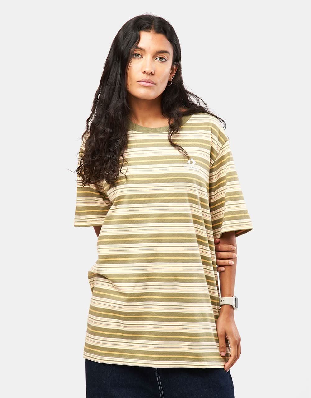 Converse Loose Fit Striped T-Shirt - Mossy Sloth Stripe - Image 5
