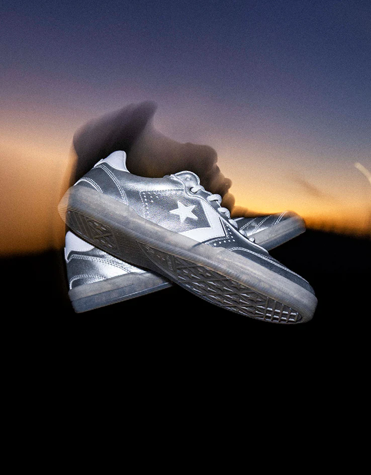 Converse Louie Lopez Pro 2 Leather Skate Shoes - Silver/White/Black - Image 2
