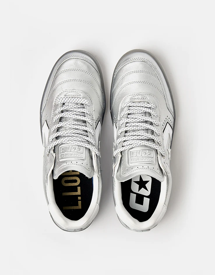 Converse Louie Lopez Pro 2 Leather Skate Shoes - Silver/White/Black - Image 3