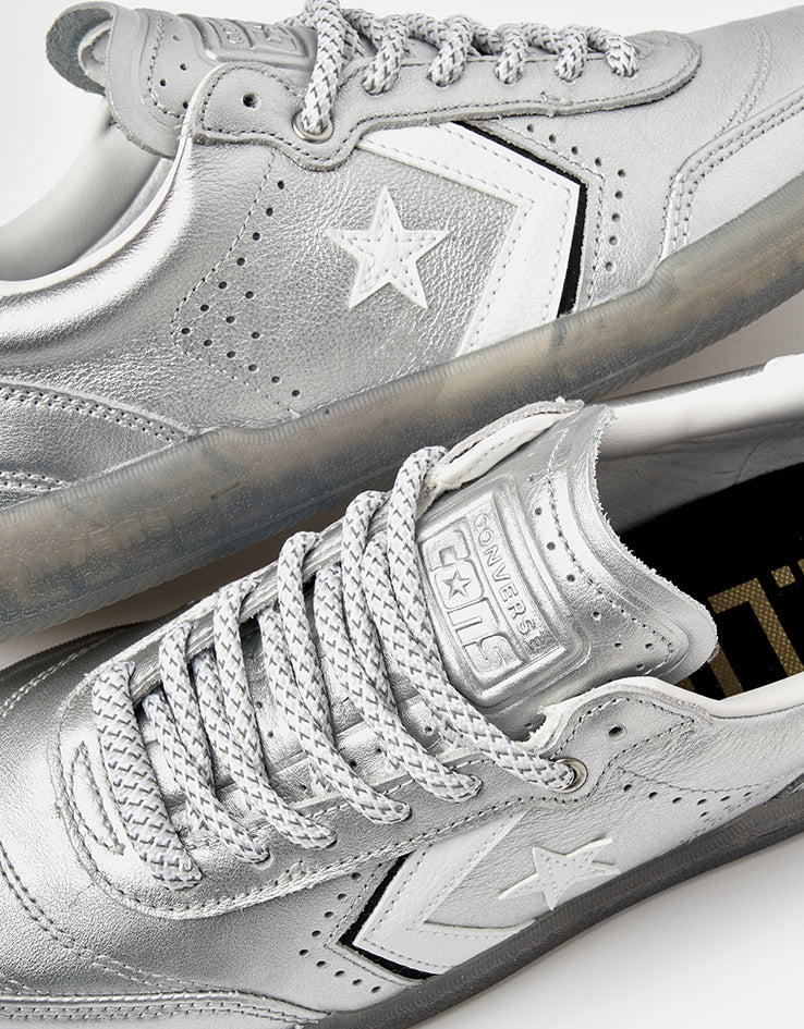 Converse Louie Lopez Pro 2 Leather Skate Shoes - Silver/White/Black - Image 4