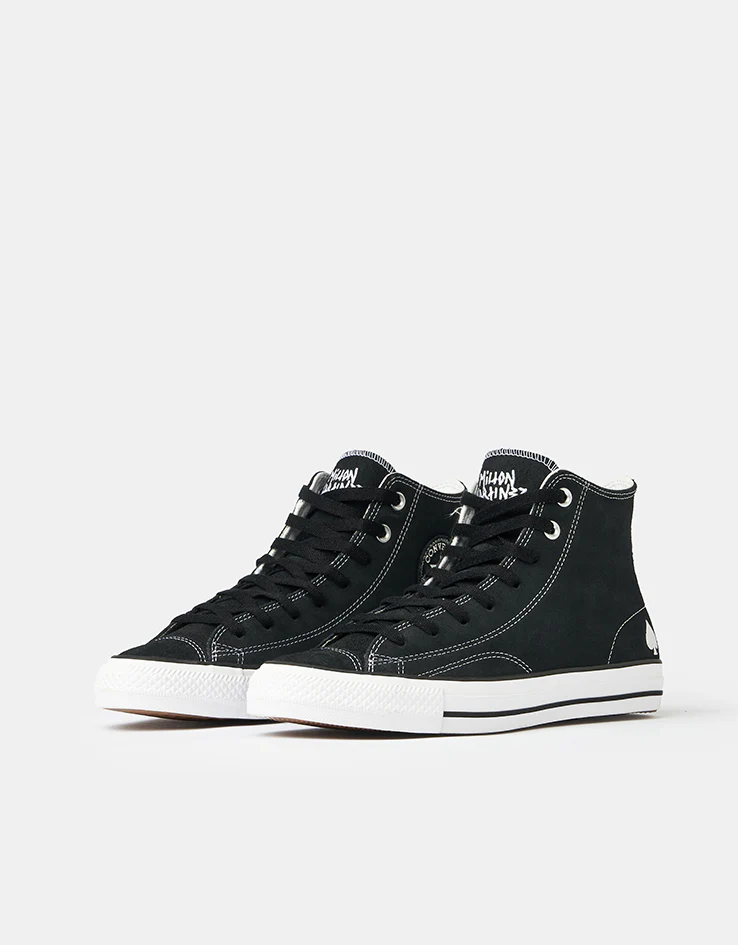 Converse Milton CTAS Hi Skate Shoes - Black/White/Black - Image 3