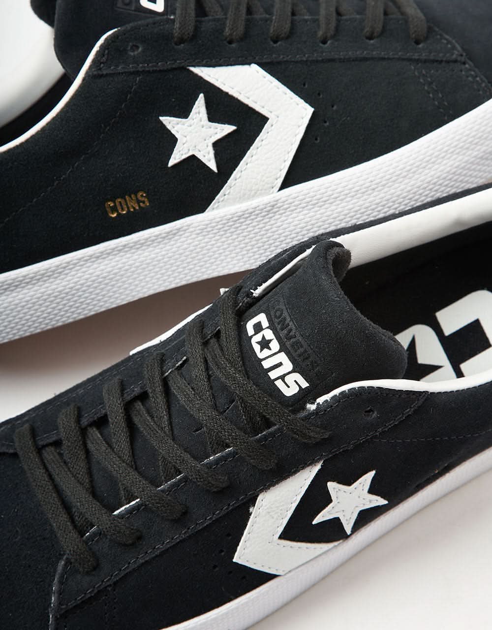 Converse Pro Leather Vulc Skate Shoes - Black/White/White - Image 3