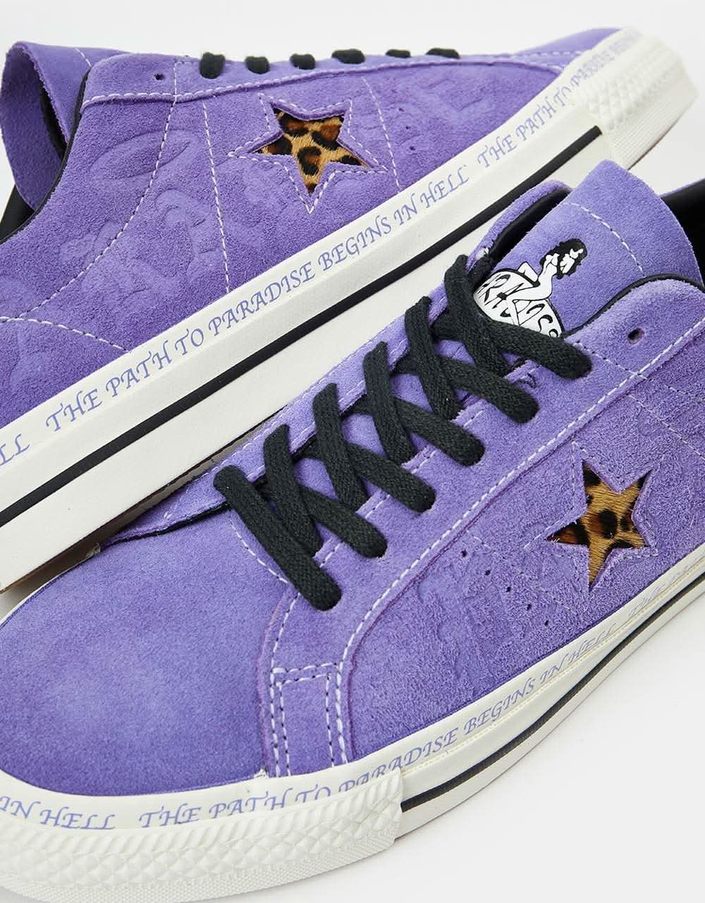 Converse x Paradise One Star Pro Sean Pablo Skate Shoes - Wild Lilac/Black/Egret - Image 4